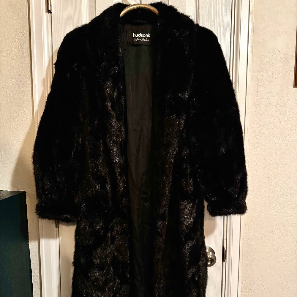 Hudson's Fur Salon Women's Long Black Genuine Mink Coat